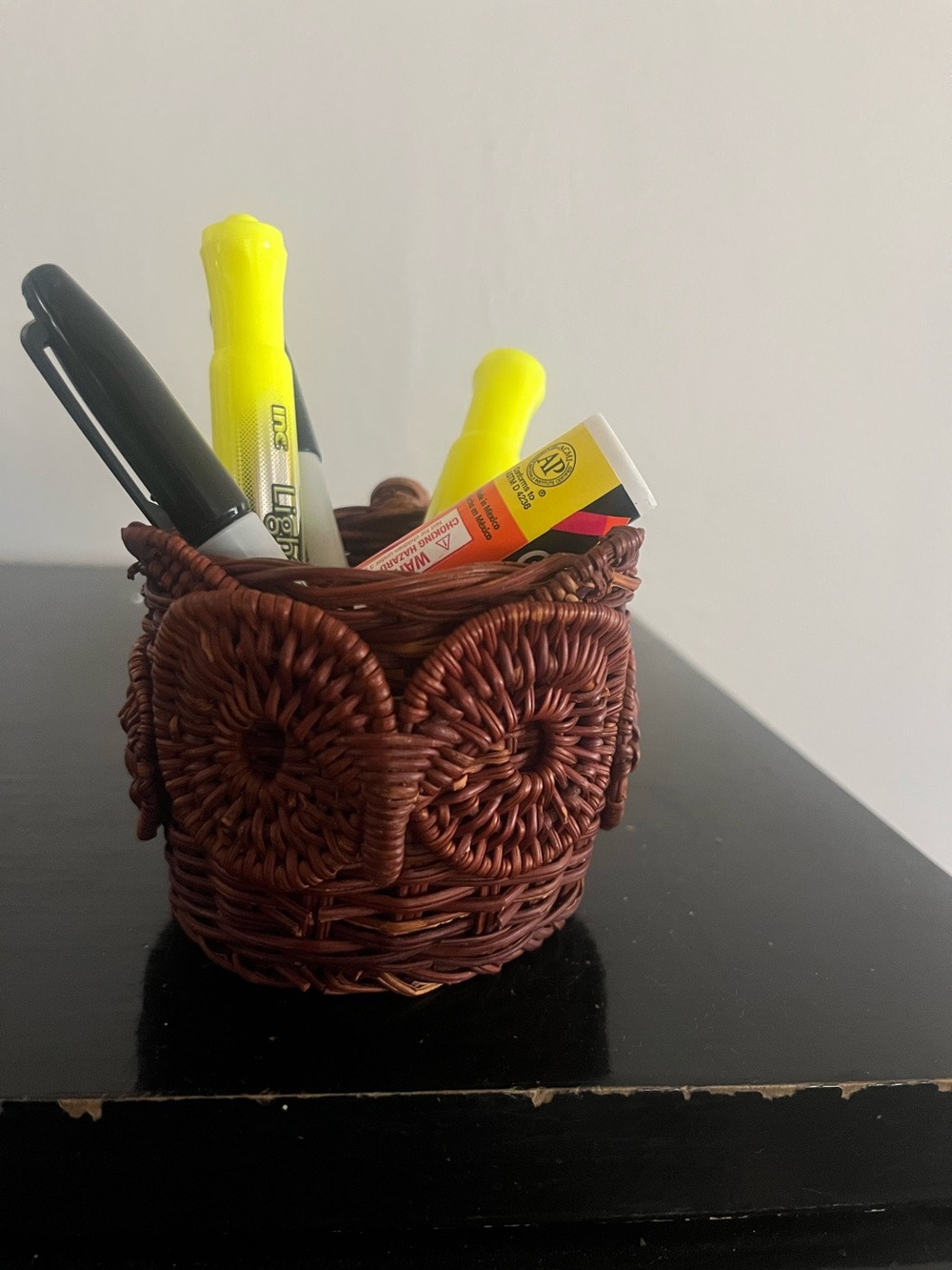 Vintage Handwoven Brown Owl Mug/Holder
